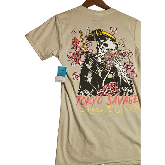 Tokyo Savage Size S  Light Green Graphic T-Shirt Fresh Laundry Skeleton RN135854 - Picture 6 of 7